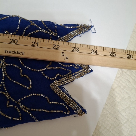 Vtg Jean for Joseph Le Bon Formal Dress Size 16 Blue Beaded Top‎ Flowy Skirt - Picture 15 of 16
